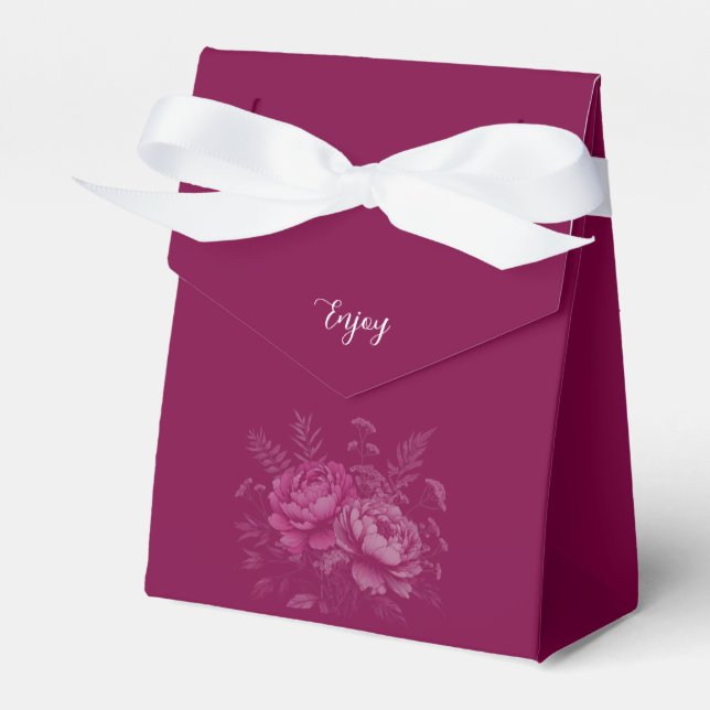 Tack för Magentan Peony-Bröllop Presentaskar (Framsidan Sidan)