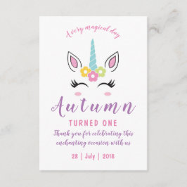 Tack för Magic Unicorn Birthday Inbjudningar