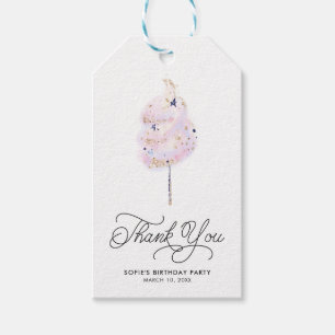 Tack för Magical rosa sockervadd och glitter Presentetikett