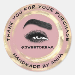 Tack för Makeup Artist Lash Cleaner Grått Guld Pow Runt Klistermärke