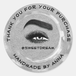 Tack för Makeup Artist Lash Cleaner Logotyp Silver Runt Klistermärke