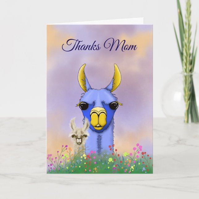 Tack för Mamma llama Mors dag Card Helgkort (Framsida)
