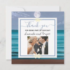 Tack för månljust bröllop på turkos strand kort