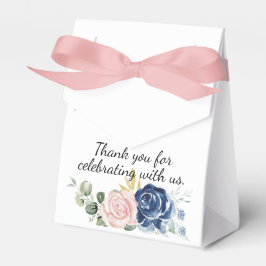 Tack för marin blå plush rosa blommigt presentaskar