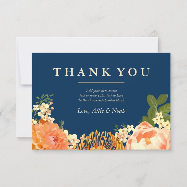 Tack för marin Blommigt och Orange (Framsida)