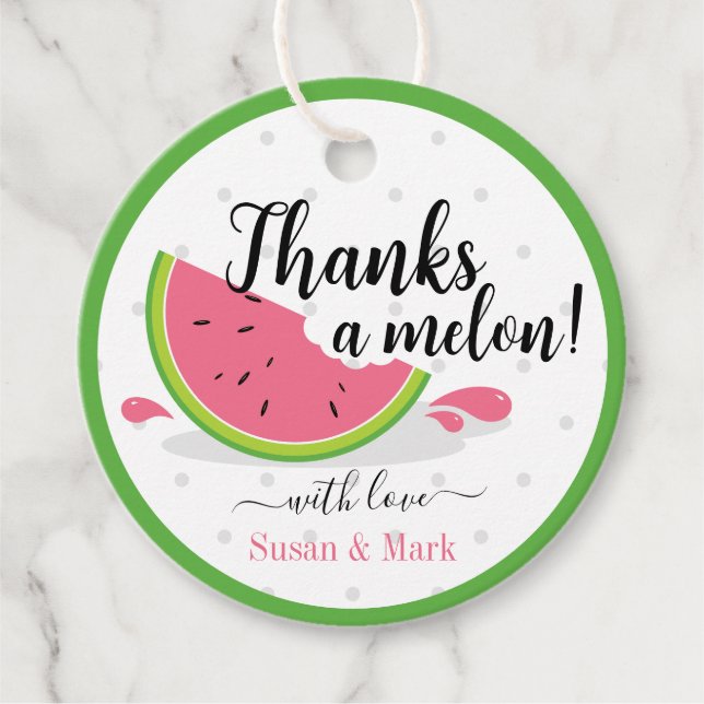 Tack för Märkrn Melon Watermelon Tack Gåvor Etiketter (Framsida)