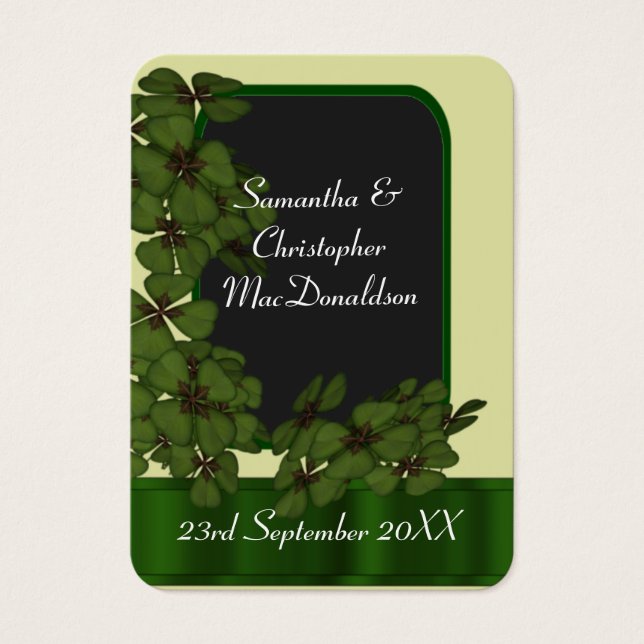 Tack för märkrn på den irländska gröntens schampro visitkort (Framsidan)