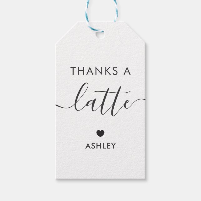 Tack för Märkrna Latte, Märkrn Coffee Gift, Kraft Presentetikett (Framsidan)