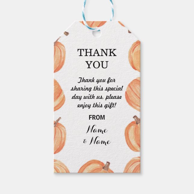 Tack för Märkrns favoritmärkord Pumpkin Fall Weddi Presentetikett (Framsidan)