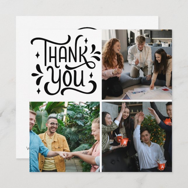 Tack för medarbetarutvärderingsgrupp, svart foton (Fram/baksida)