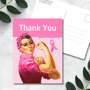 Tack för medvetenhet om bröstcancer Rosa band Vykort