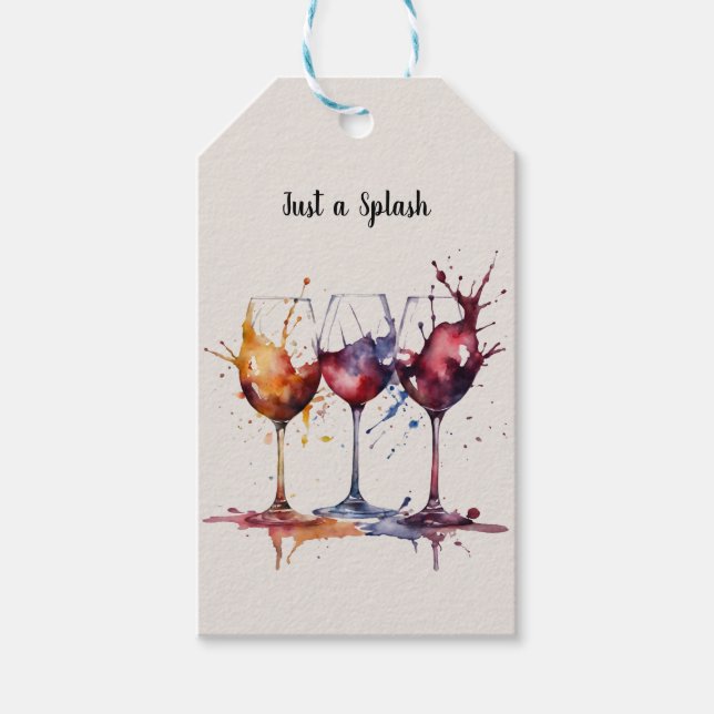 Tack för middagen Stänk i Vin vattenfärg Presentetikett (Framsidan)