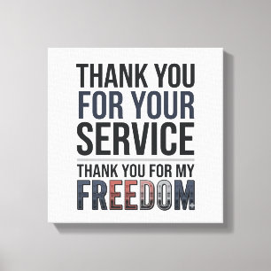 Tack för min frihet Patriotisk veteran t-shirt_1 Canvastryck