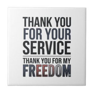 Tack för min frihet Patriotisk veteran t-shirt_1 Kakelplatta