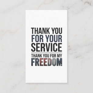 Tack för min frihet Patriotisk veteran t-shirt_1 Visitkort