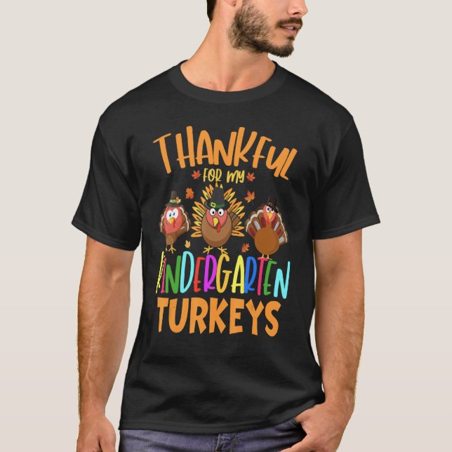 Tack för min Kindergarten Turkey Teacher-tack T Shirt (Framsida)
