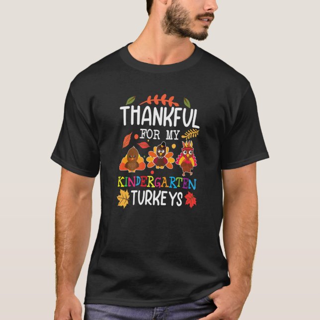 Tack för min Kindergarten Turkey Teacher-tack T Shirt (Framsida)