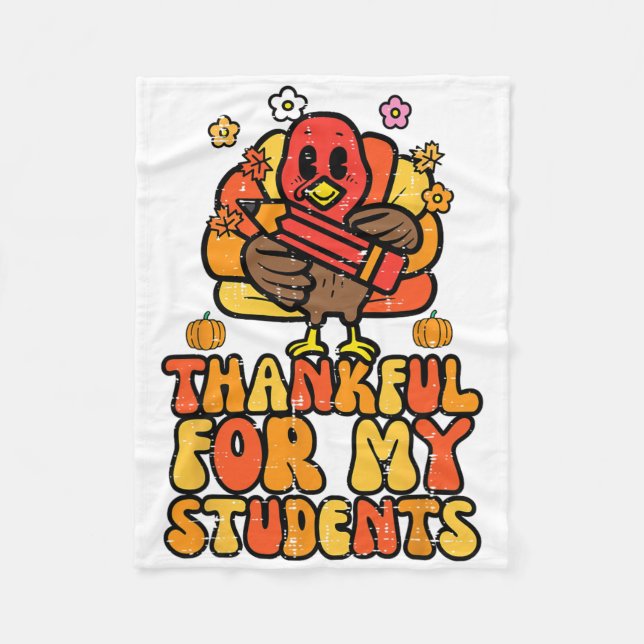 Tack för min Studenter Thanksgiving Fall Lärare Fleecefilt (Framsidan)