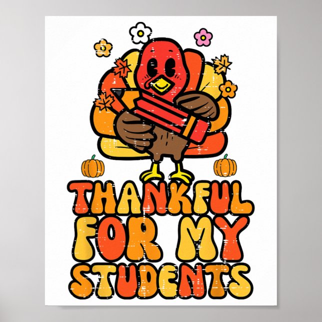 Tack för min Studenter Thanksgiving Fall Lärare Poster (Framsidan)