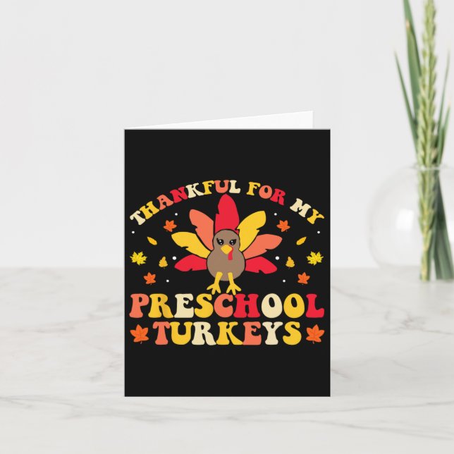 Tack för min Thanksgiving i Preschool Turkey Tea Kort (Framsida)