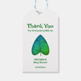 Tack för minimalistisk Grönt Löv Baby Shower Presentetikett
