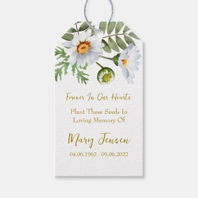 Tack för minnesgåva - Fröpaket för begravning Presentetikett (Framsidan)
