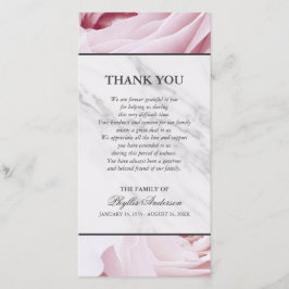 Tack för minnesgudstjänst för rosa rosvitmarmor kort