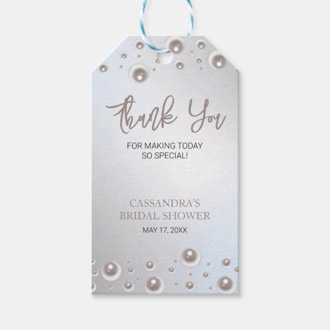 Tack för minsta vita pärla Silver Möhippa Presentetikett (Framsidan)