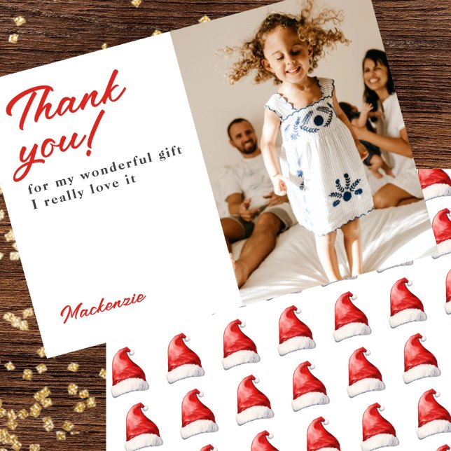 Tack för mitt julklapp kort (Thank You For My Christmas Gift Santa hat Pattern card by Ricaso say thanks for your presents)