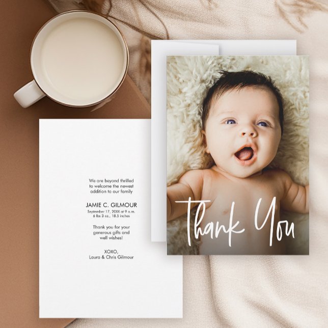 Tack för Modern Handlettering Baby (Share your baby's photo, birth stats and thank those who have showered your with love.)