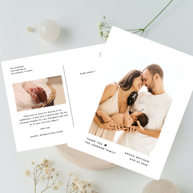 Tack för modern minimal typografi för babyskor vykort (Skapare uppladdad)