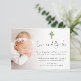 Tack för Modern Photo Kor Christening Baptism Kärl Anteckningskort