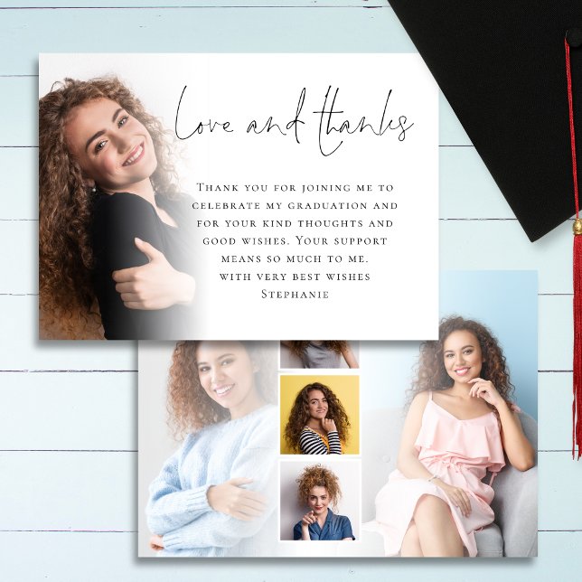 Tack för Modern Script 6 Photos Studenten Kärlek Kort (Front and back view)