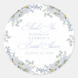 Tack för Möhippa av elegant Dusty Blue Blommigt Runt Klistermärke