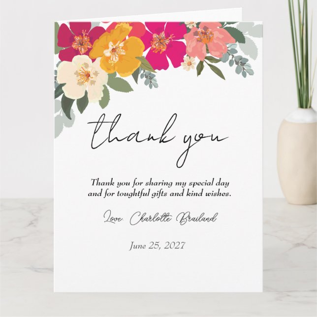 Tack för Möhippa av färgstark sommarBlommigt Kort (Framsida)
