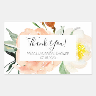 Tack för Möhippa av korallvfärgsblommor Rektangulärt Klistermärke
