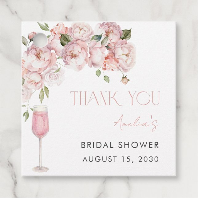 Tack för Möhippa av modern Rosa Blommigt Gåvor Etiketter (Framsida)