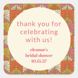 Tack för Möhippa av orange Rosa Blommigt Anpassnin Fyrkantigt Klistermärke