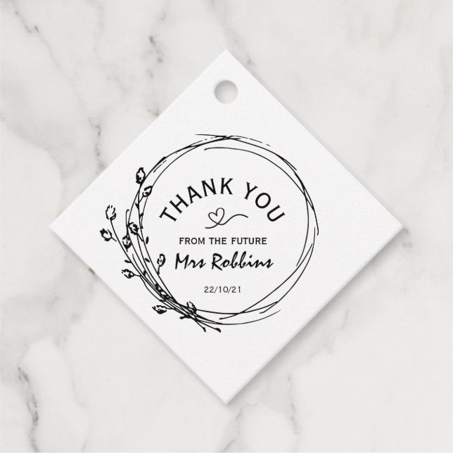 Tack för Möhippa av Rustic Blommigt Gåvor Etiketter (Framsida)