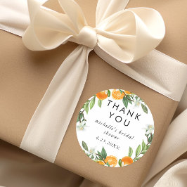 Tack för Möhippa av vattenfärg för mandarin Orange Runt Klistermärke