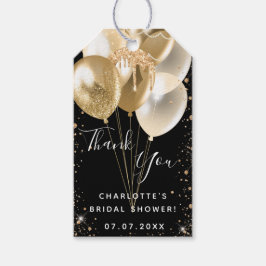 Tack för möhippa Black guld glitter-ballongen Presentetikett
