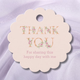 Tack för Möhippa för blommigt Rosa ros Gåvor Etiketter