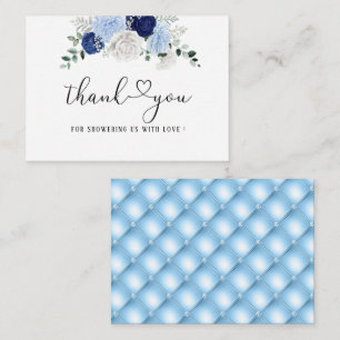 Tack för möhippan elegant Dusty Blue Blommigt Anteckningskort