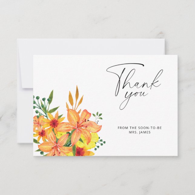 Tack för möhippan för orange av blommigt kort (Framsida)