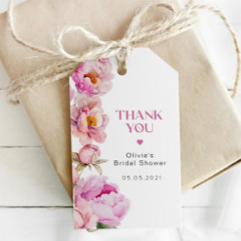 Tack för möhippan med rosa peony presentetikett
