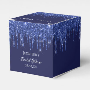 Tack för möhippans marinblå vita glitter presentaskar