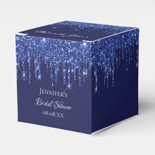 Tack för möhippans marinblå vita glitter presentaskar (Framsidan Sidan)