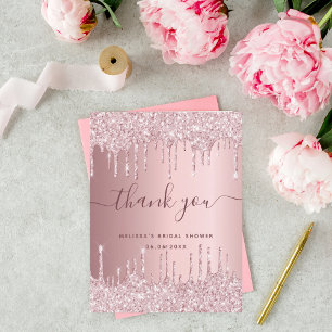 Tack för möhippans  rosa glitter droppar vykort