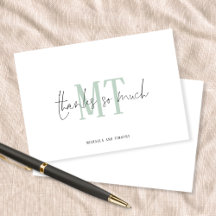 Tack för Monogram Initialer Namn Sage Bröllop