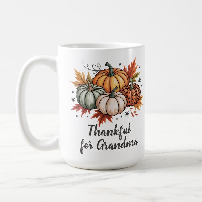 Tack för mormor Thanksgiving Pumpkins Kaffemugg (Vänster)